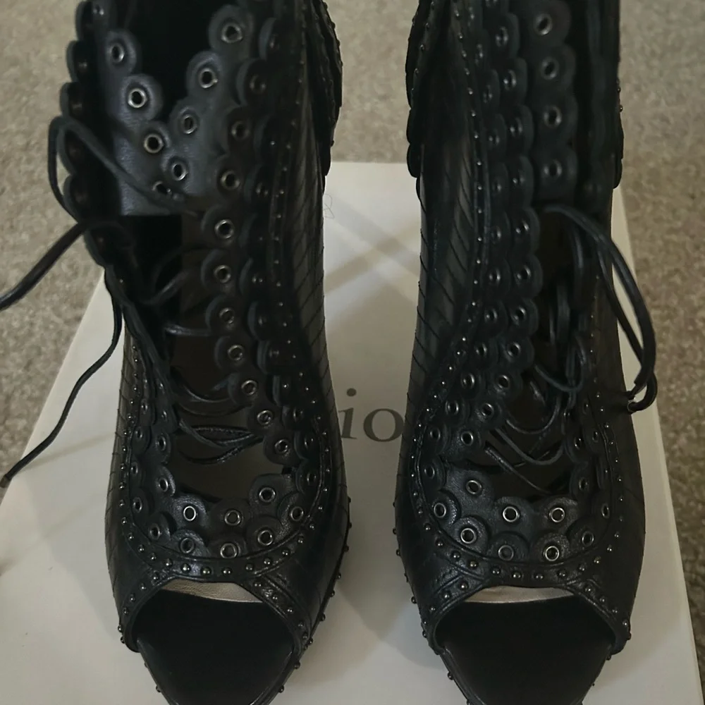 Dior Black Studded Heeled Boots - Picture 2 of 11
